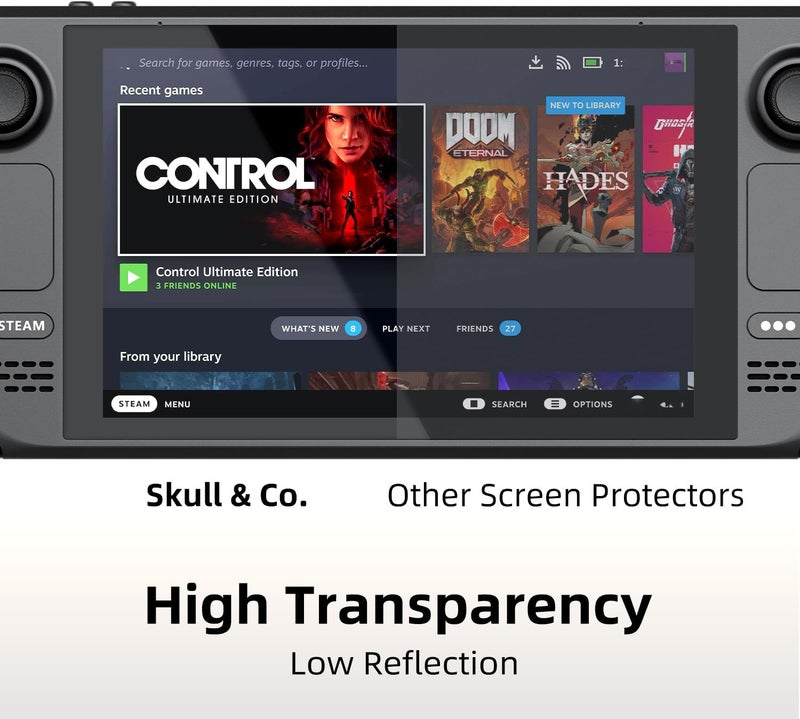 Skull & Co. High Transparency and High Sensitive Tempered Glass Screen Protector for SteamDeck (2-Pack) - Image 4